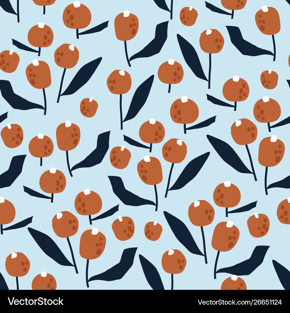 Seamless pattern with flowers in simple style Seamless pattern with flowers in simple style vector image