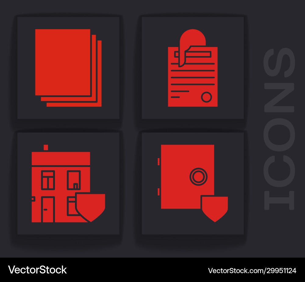Set safe with shield clean paper file document vector image
