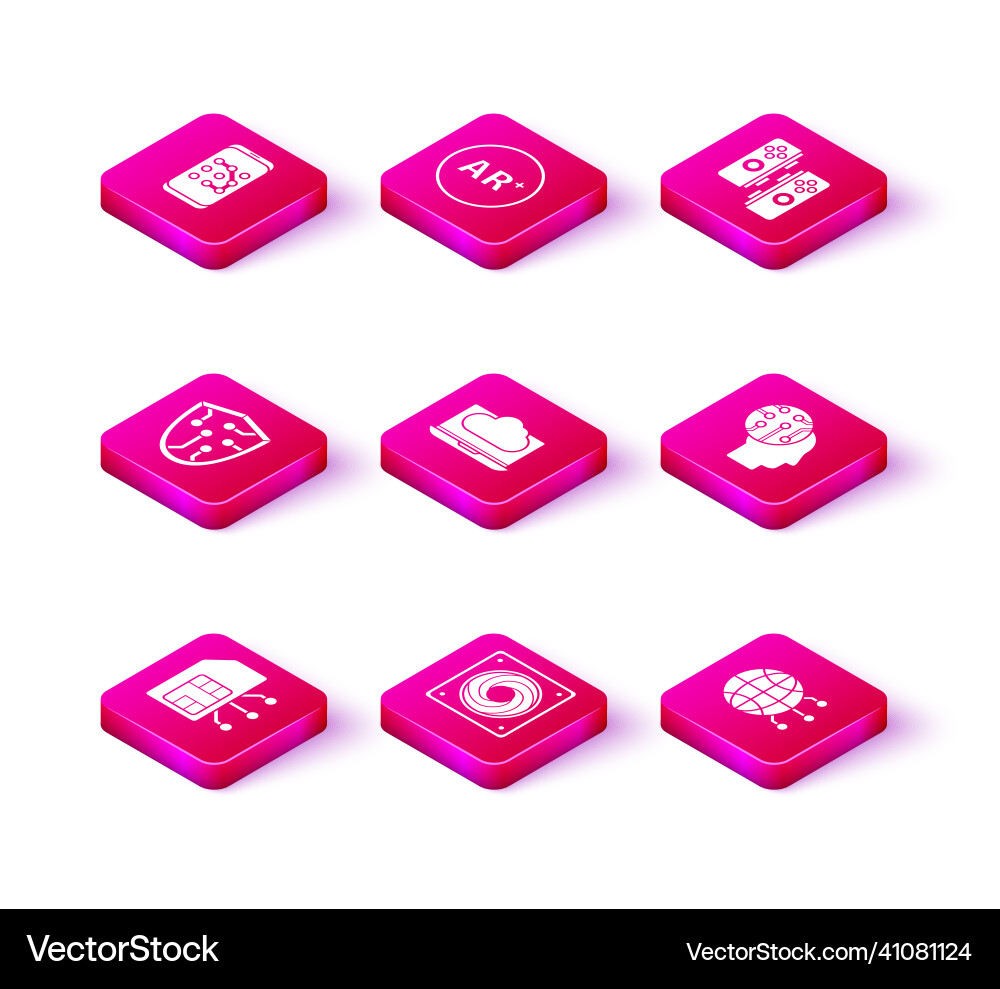 Set sim card computer cooler cyber security Set sim card computer cooler cyber security vector image