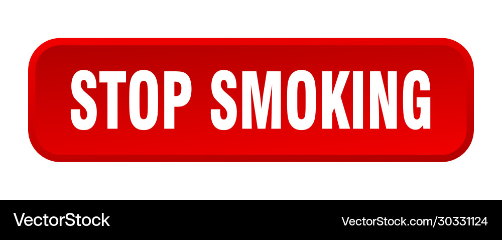 Stop smoking button square 3d push vector image