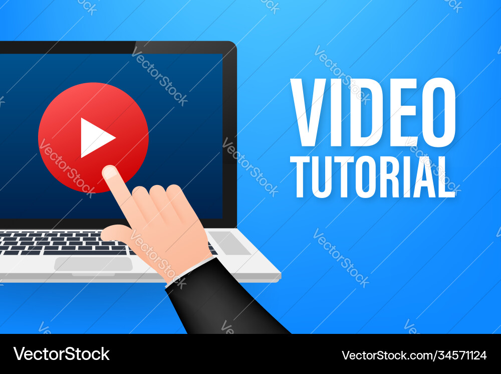 Video tutorials icon concept study and learning Video tutorials icon concept study and learning Vector Image