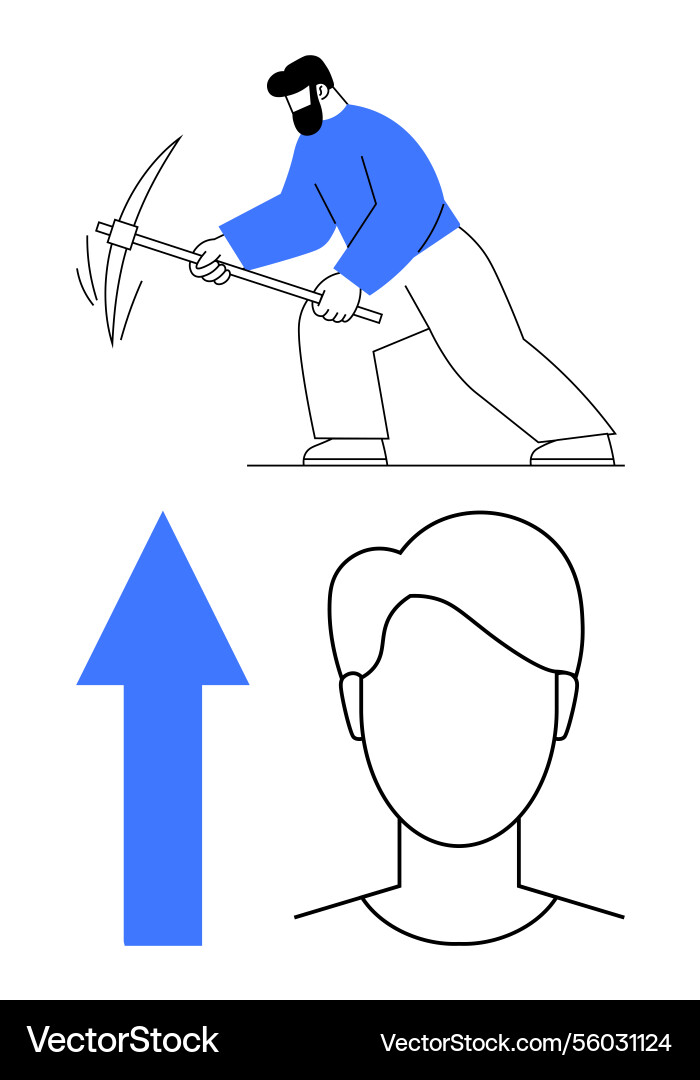 Worker mining with pickaxe abstract human head Worker mining with pickaxe abstract human head vector image