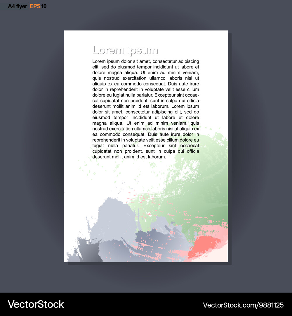Abstract print a4 design with colored brush stroke vector image