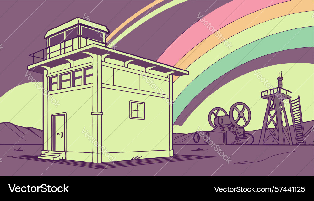 Building with rainbow bridge design generative ai Vector Image