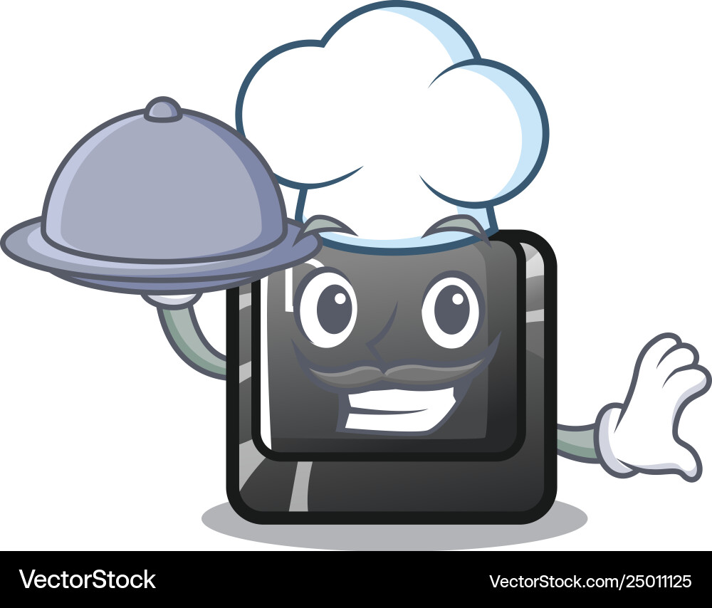 Chef with food d button installed in game Vector Image