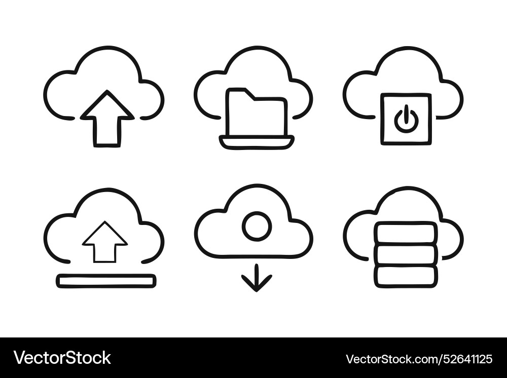 Cloud upload and storage editable stroke outline Cloud upload and storage editable stroke outline Vector Image