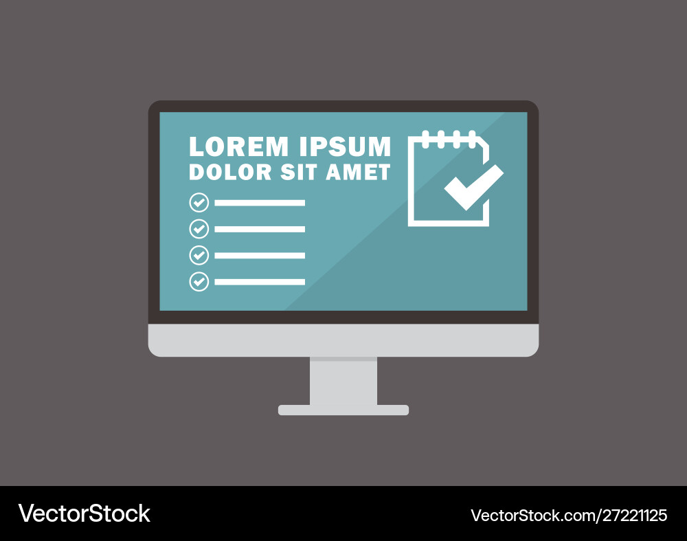 Computer monitor with evaluate form on display Computer monitor with evaluate form on display vector image