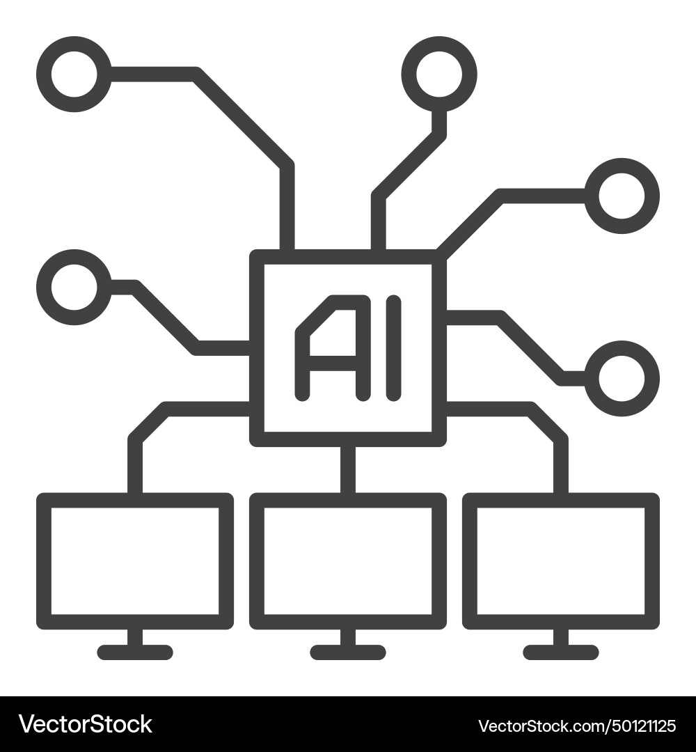 Computers connected with ai artificial Vector Image