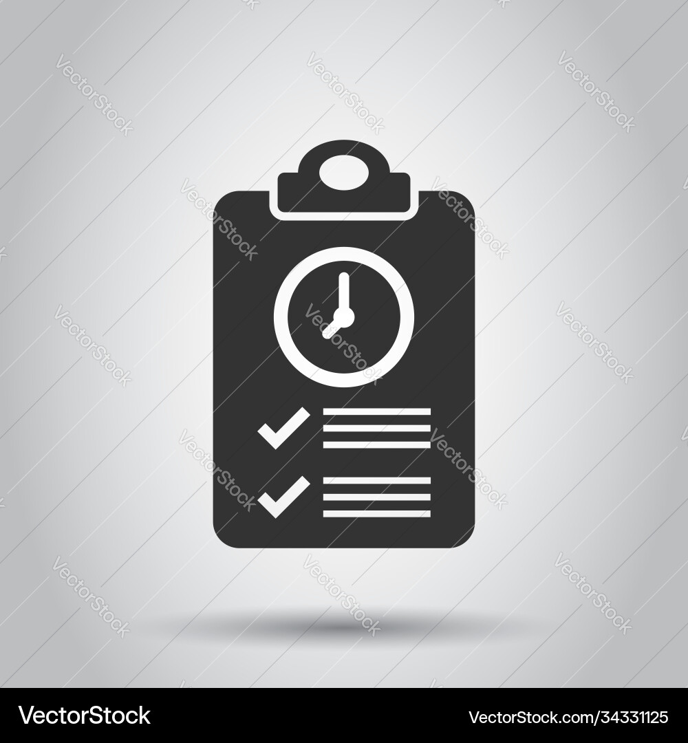 Document witch clock icon in flat style checklist Document witch clock icon in flat style checklist vector image