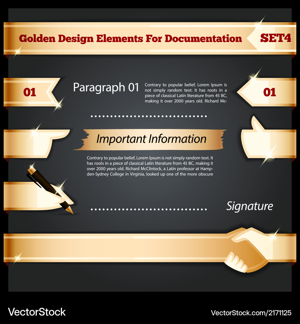 Golden design elements for documentation set4 vector image