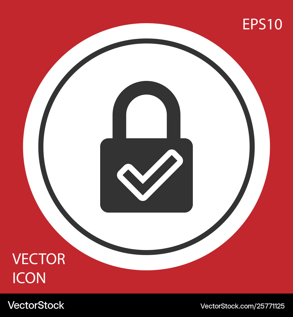 Grey open padlock and check mark icon isolated Grey open padlock and check mark icon isolated vector image