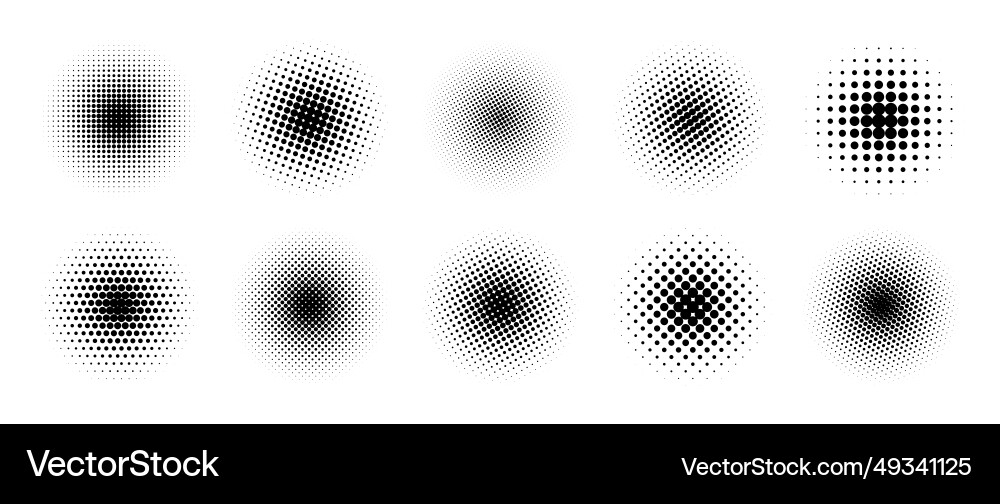 Halftone gradient circles collection dots Halftone gradient circles collection dots vector image