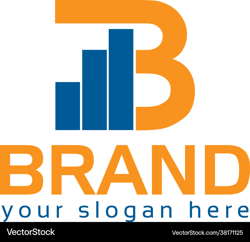 Letter b creative in growth chart Letter b creative in growth chart vector image