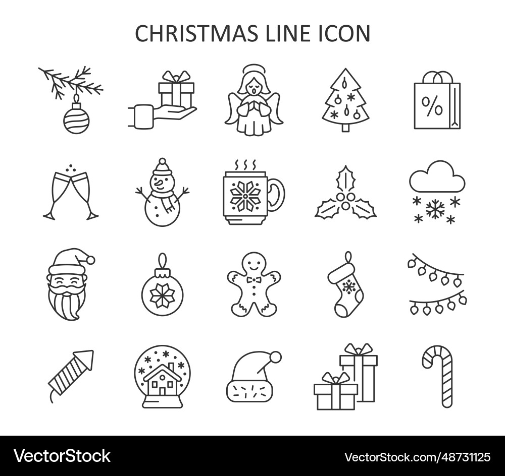 Merry christmas line icon set winter Merry christmas line icon set winter vector image