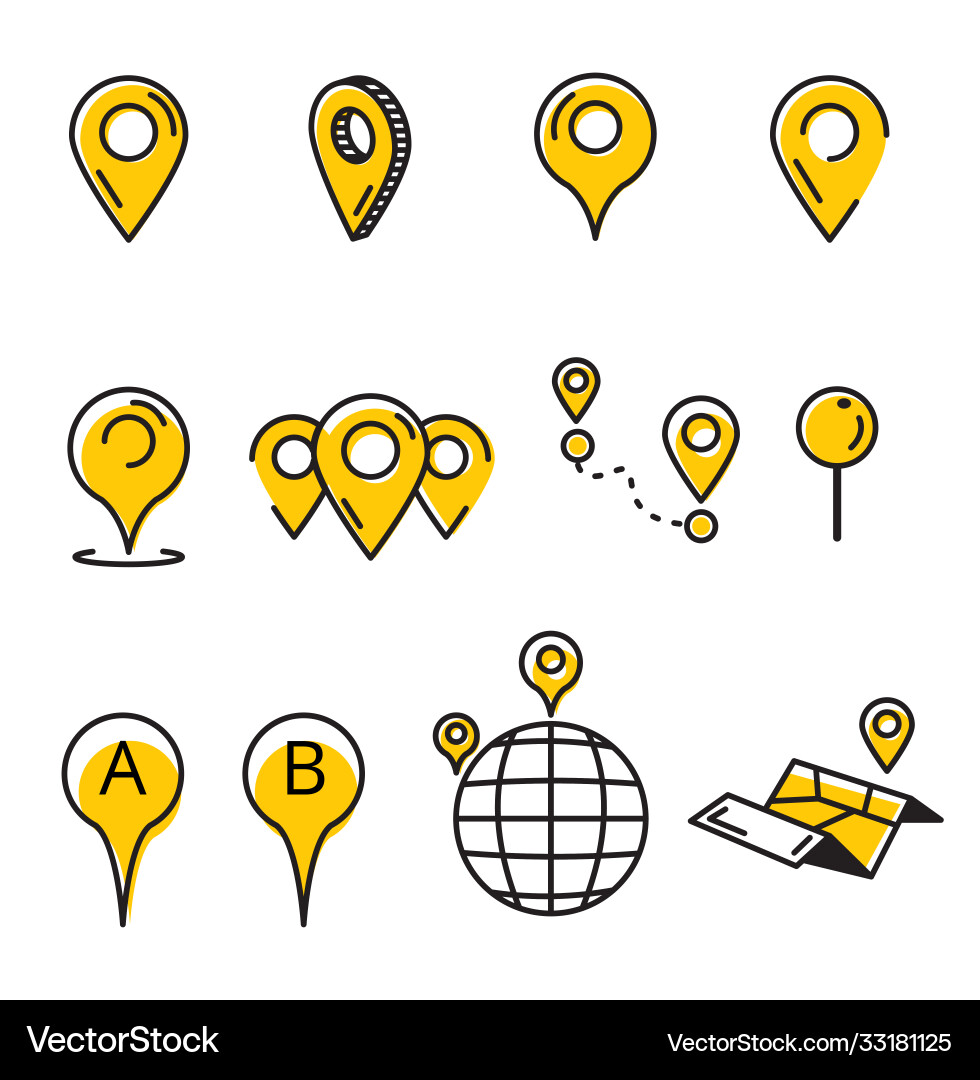 Navigation and map line icon set elements vector image
