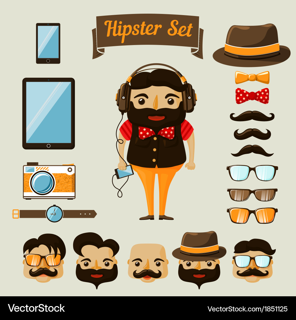 Nerd Boy Character Elements vector image