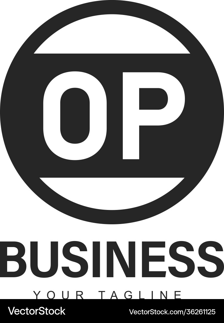 Op initial a logo design with abstract style Op initial a logo design with abstract style Vector Image