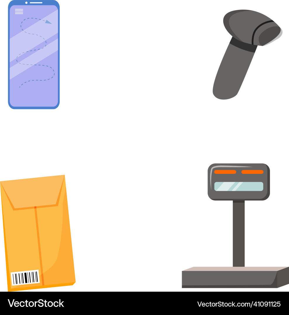 Parcel tracking flat color object set Parcel tracking flat color object set vector image