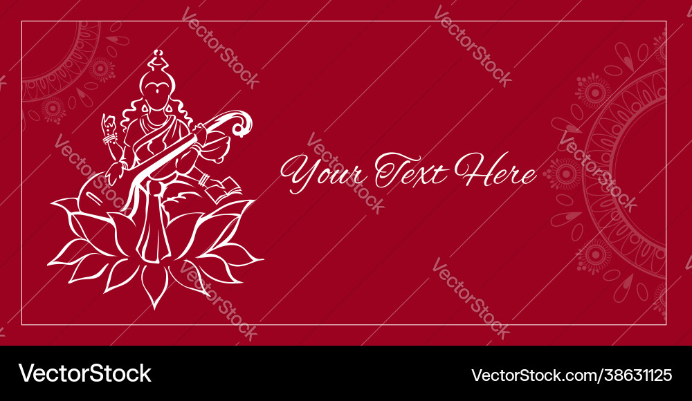 Saraswati Goddess on Lotus Vector Image