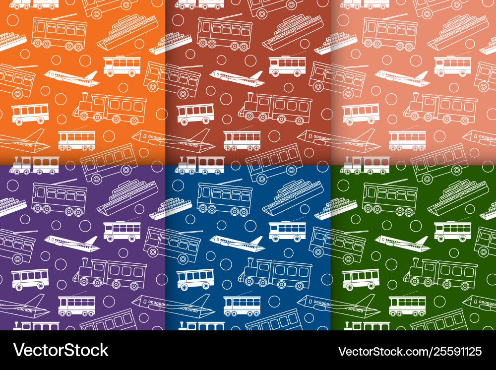 Set seamless retro patterns with transport Set seamless retro patterns with transport vector image