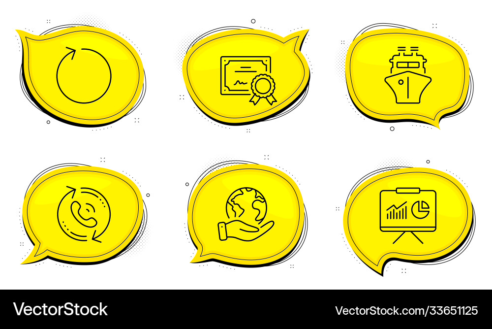 Ship presentation and loop icons set call center Ship presentation and loop icons set call center vector image