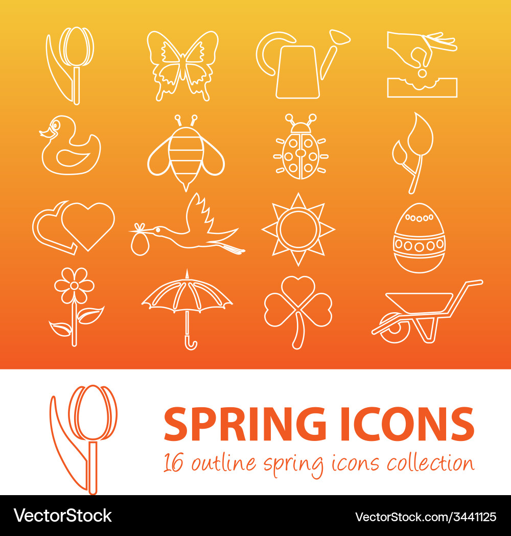Spring Outline Icons Set vector image