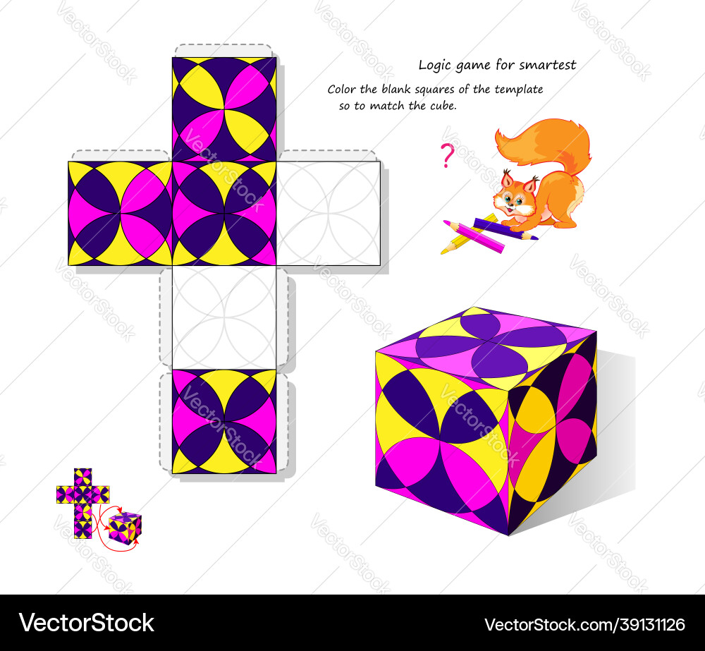 3D Puzzle Logic Game - Color Matching vector image