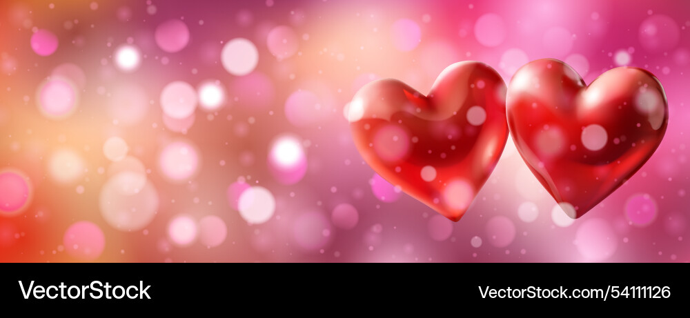 Abstract bokeh background with hearts vector image