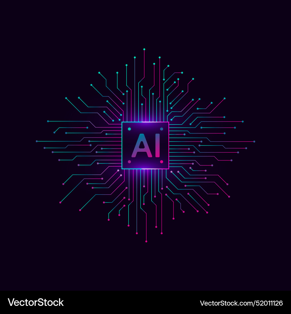 Artificial intelligence circuit line style Artificial intelligence circuit line style vector image