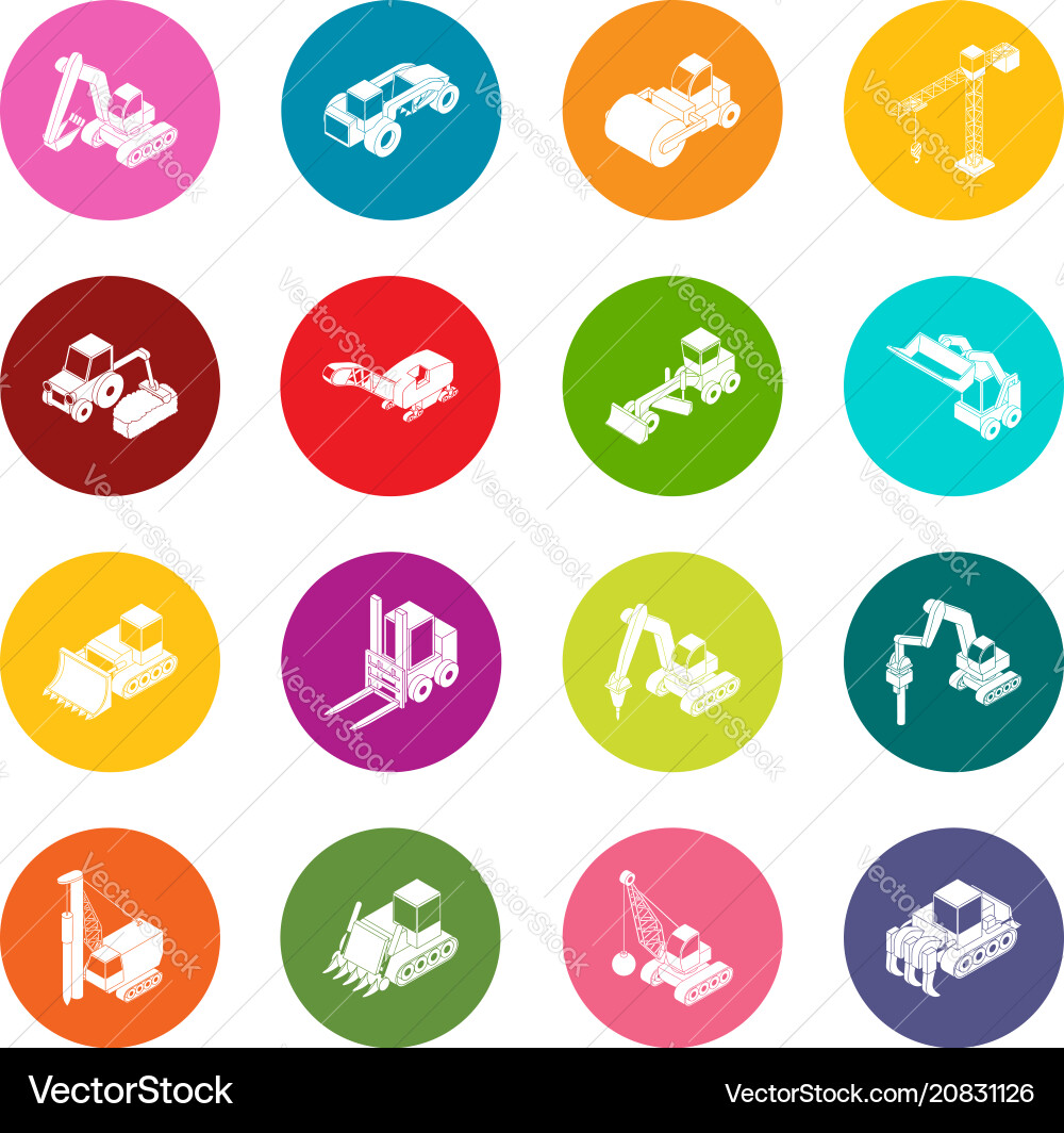 Building materials icons set colorful circles Building materials icons set colorful circles vector image