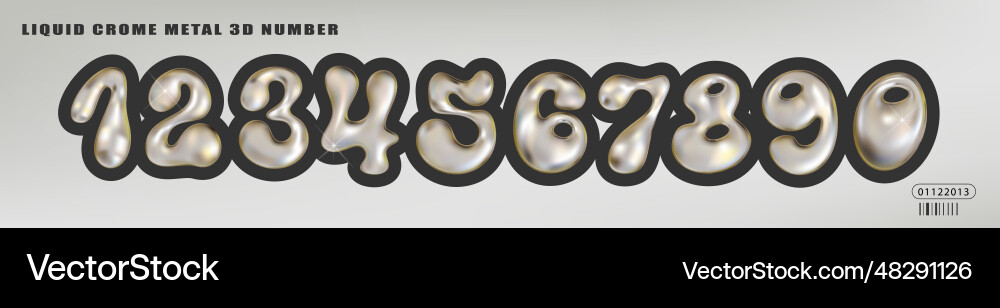Chrome y2k number trendy font with glossy Chrome y2k number trendy font with glossy vector image