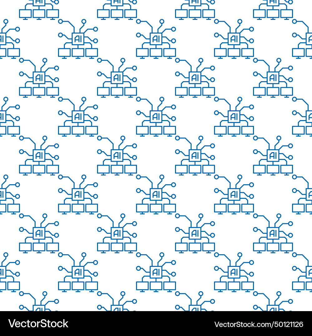 Computers connected with ai artificial Vector Image