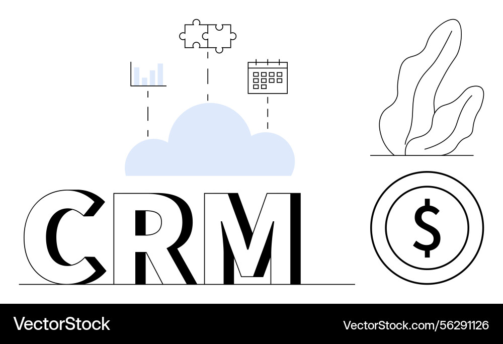 Crm concept with cloud integration analytics Crm concept with cloud integration analytics vector image