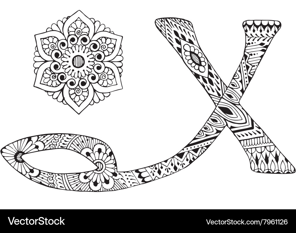 Elegant 'X' Mehndi Pattern Vector Image