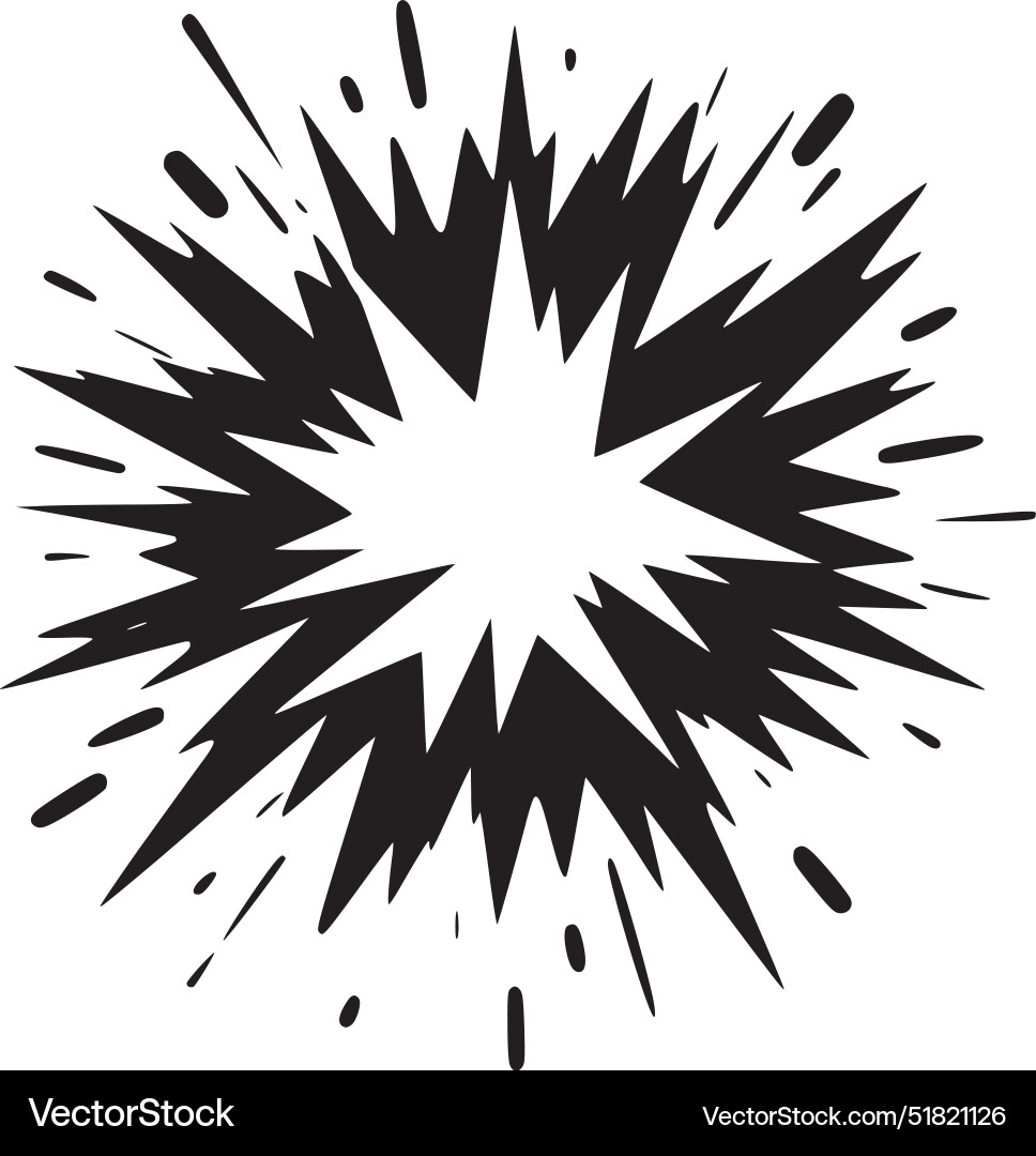 Explosion - black and white isolated icon Vector Image