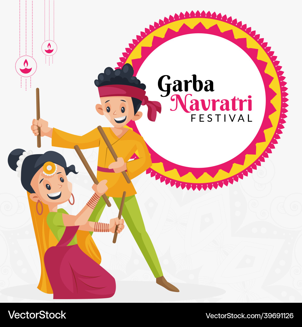 Garba navratri festival banner design Garba navratri festival banner design vector image
