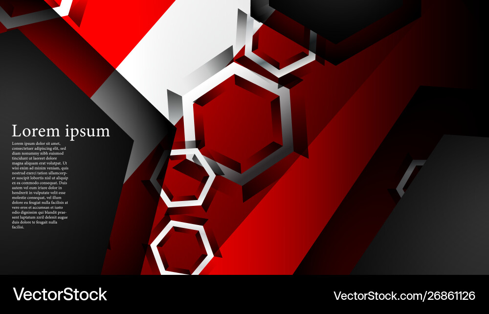 Hexagon overlaps and red color for background Vector Image