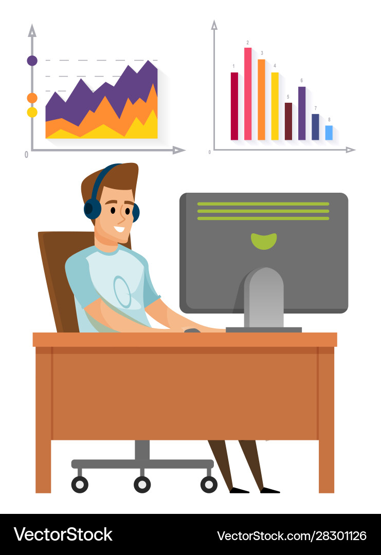 Man Kommunikation mit pc-Diagrammbrett Man Kommunikation mit pc-Diagrammbrett vektorbild