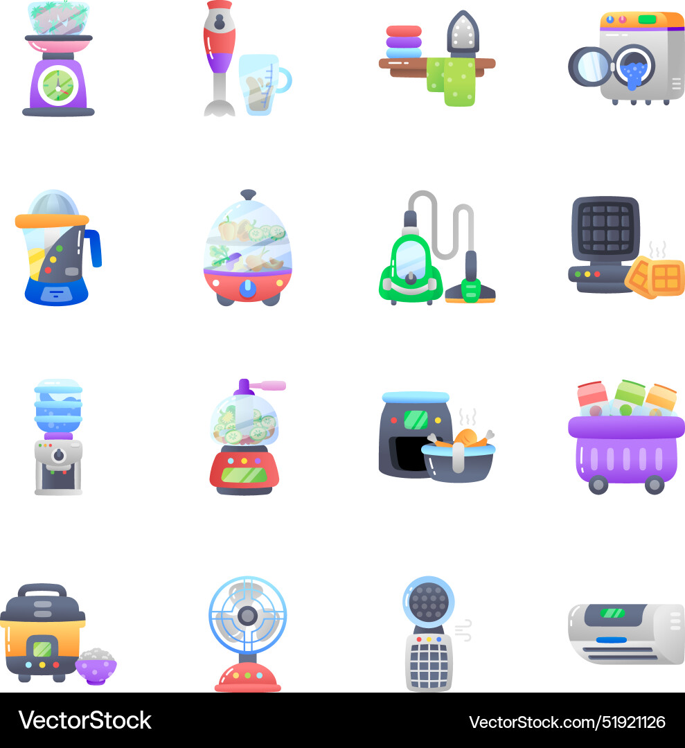 Paket von Haushaltszubehör flache Icons Paket von Haushaltszubehör flache Icons vektorbild