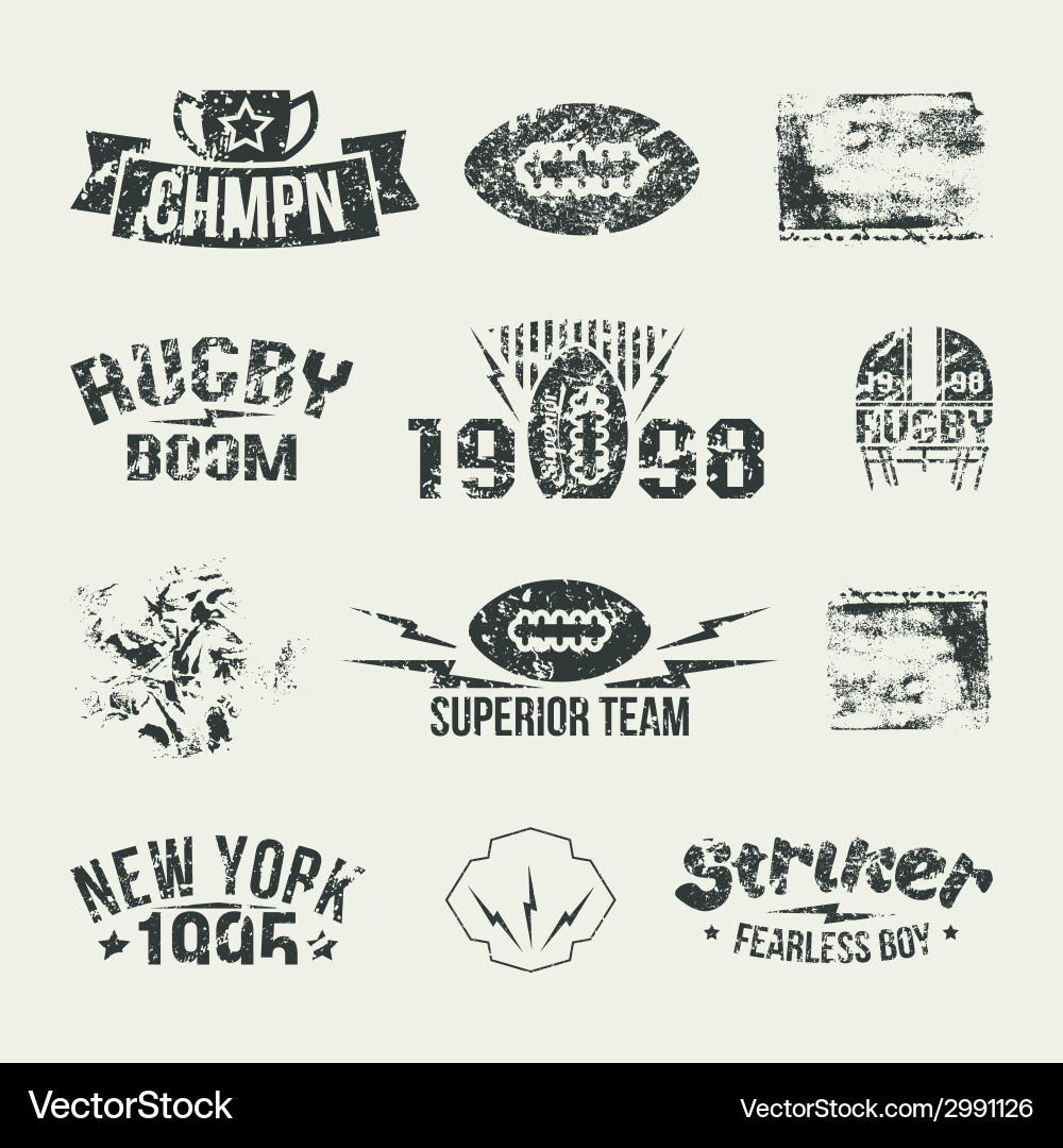 Rugby Team Badge Set - Retro Style Vector Image
