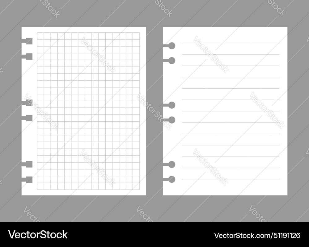 Set of notebook sheets isolated on gray background Vector Image