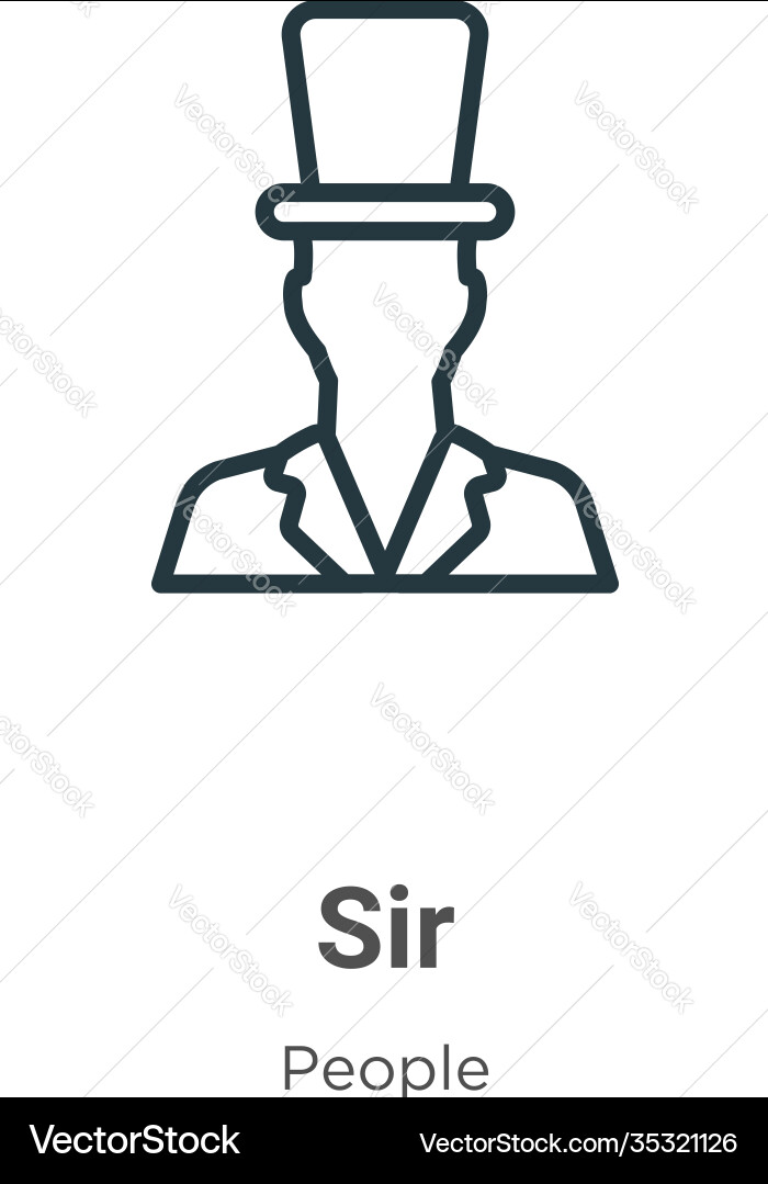 Sir outline icon thin line black flat Vector Image