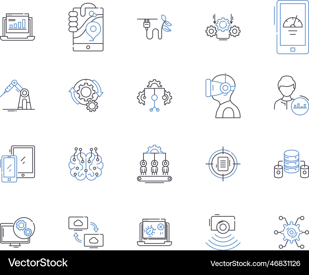 Smart systems line icons collection automation Smart systems line icons collection automation vector image