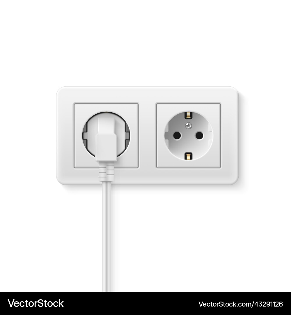 Socket empty and with plug realistic Socket empty and with plug realistic vector image