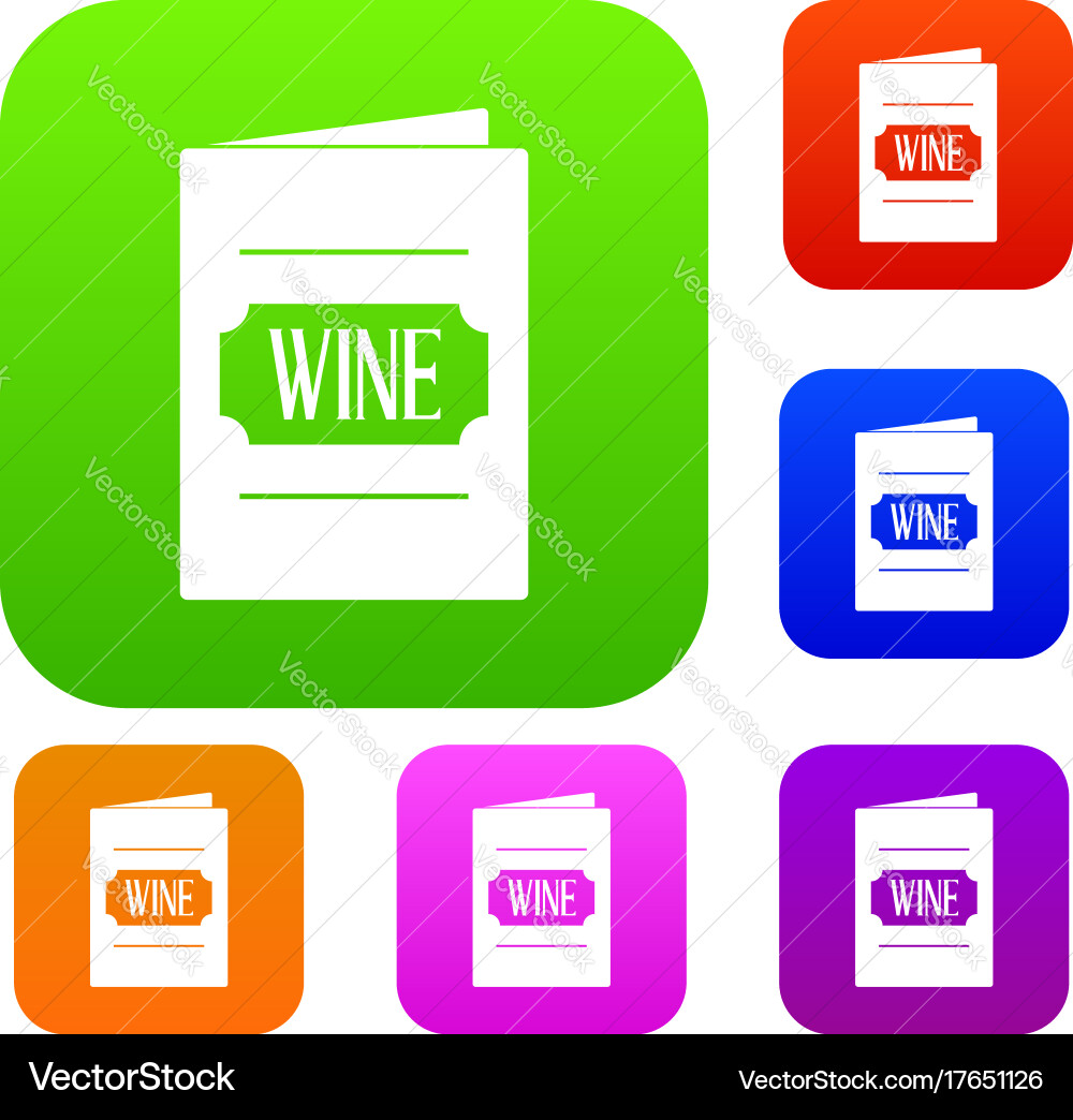 Wine list set color collection vector image
