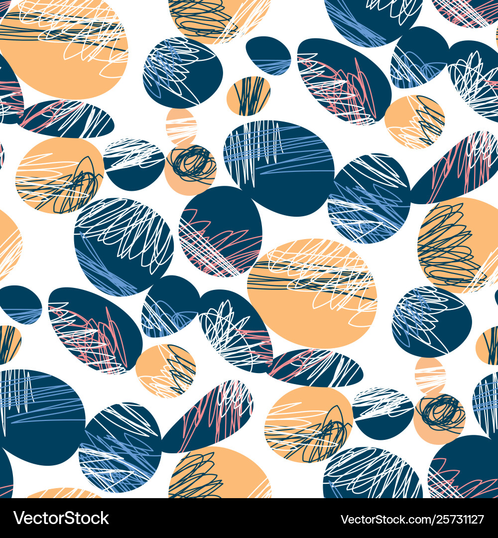Abstract Ovals & Scribbles Pattern vector image