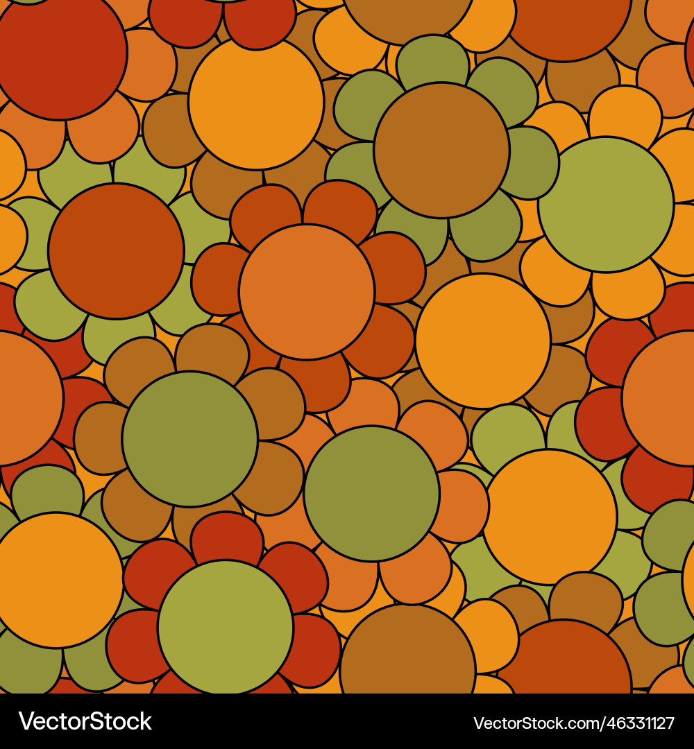 Abstract simple flower seamless pattern in 70s vector image