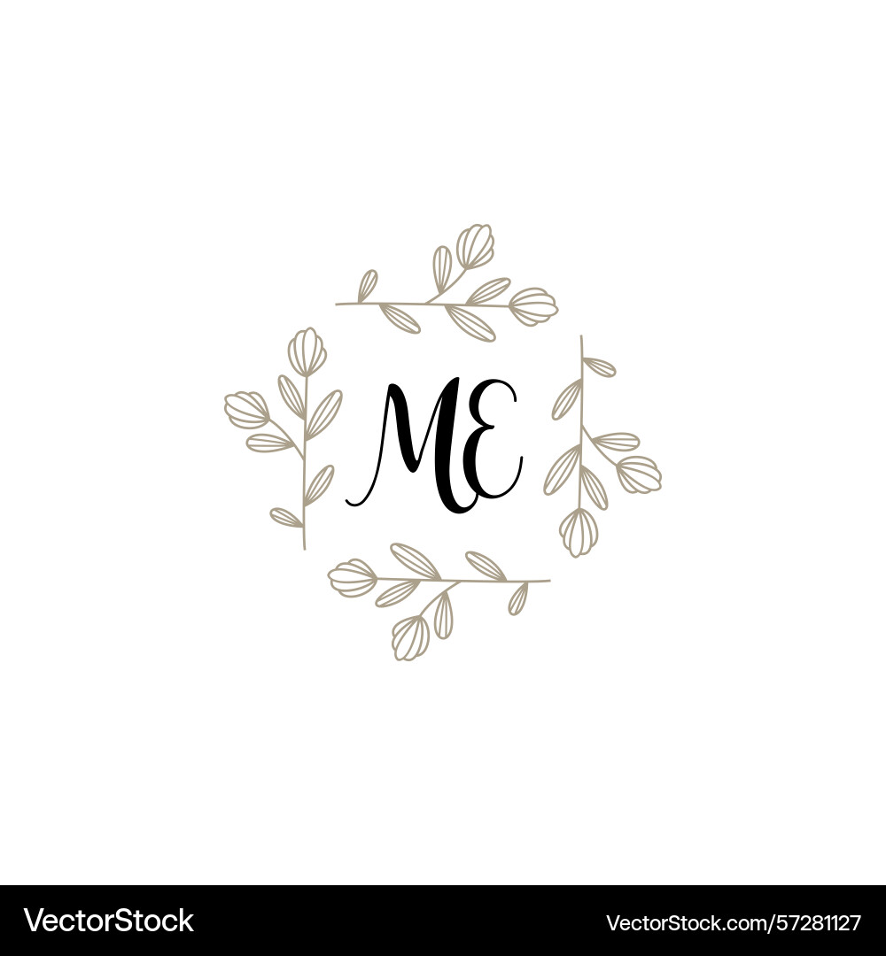 Botanical monogram logos with initial me Vector Image
