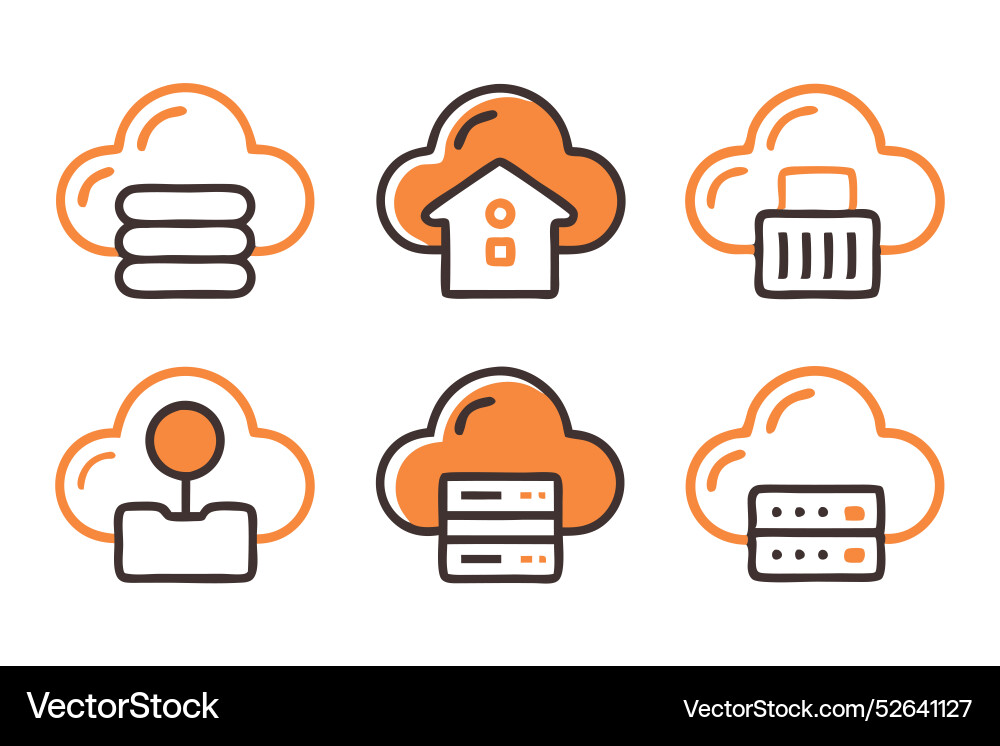 Cloud setting and storage editable stroke outline Cloud setting and storage editable stroke outline vector image