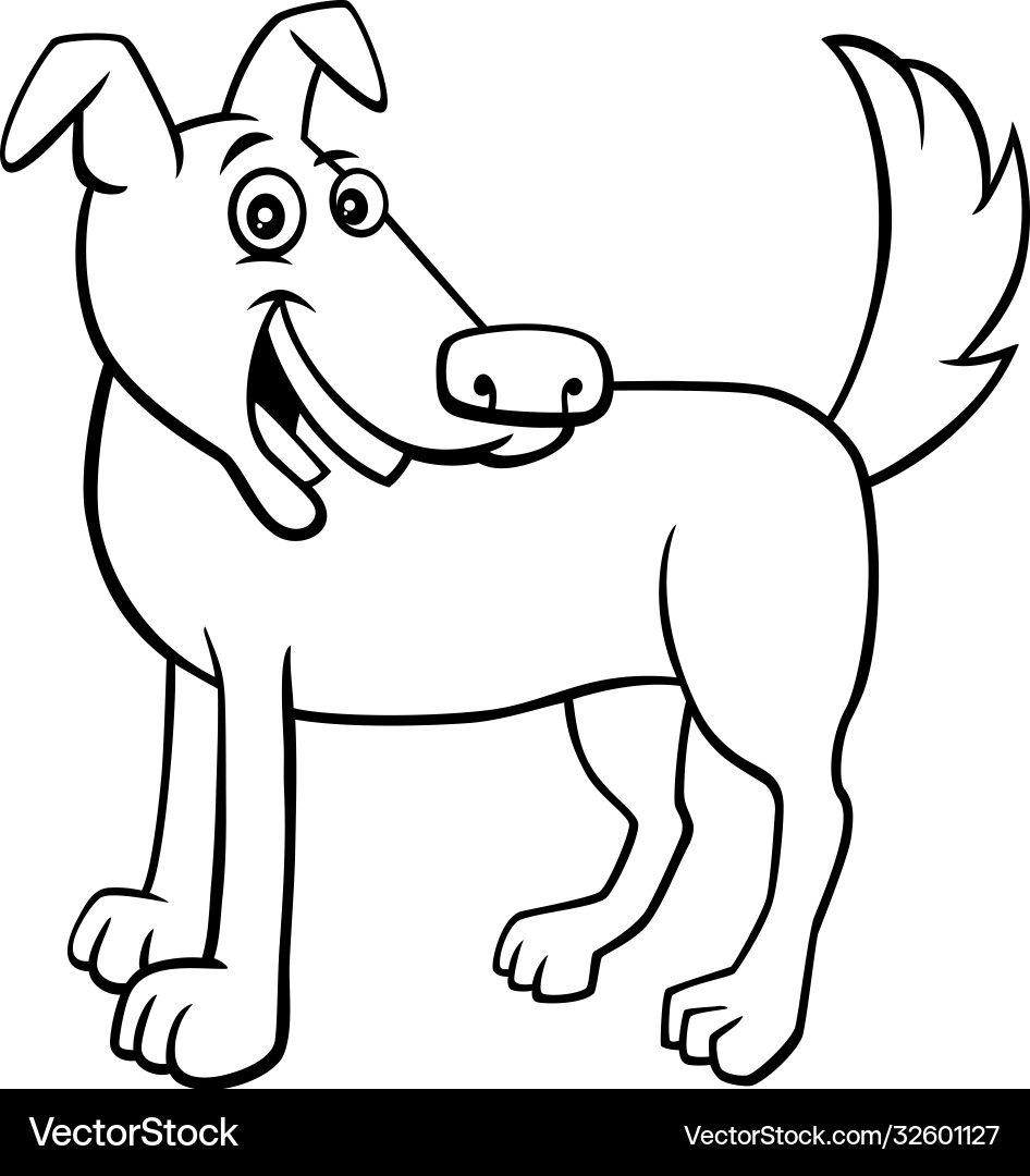 Cute Brown Puppy Coloring Page Vector Image